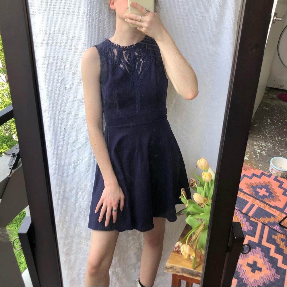 Francesca’s Navy Blue Lacy Dress